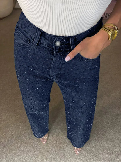 ELENA | JEANS DENIM CON STRASS