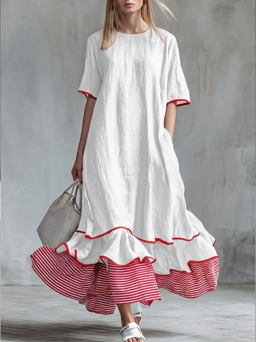 Inma | Vestido Casual con Parches de Rayas