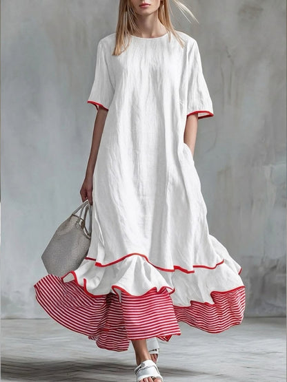 Inma | Vestido Casual con Parches de Rayas