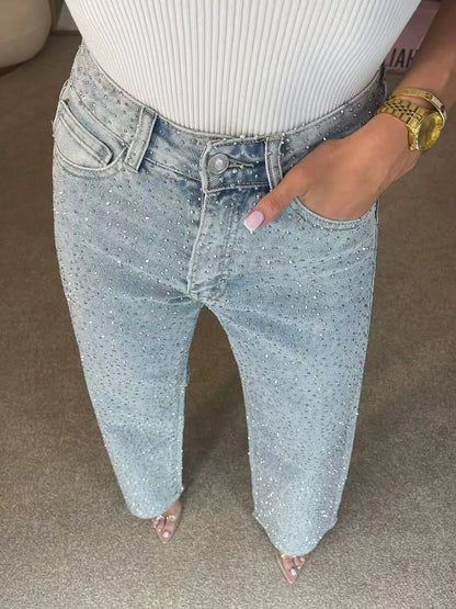 ELENA | JEANS DENIM CON STRASS