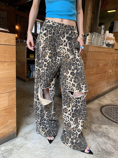 DANIELA | JEANS PALAZZO LEOPARDO DESGASTADOS