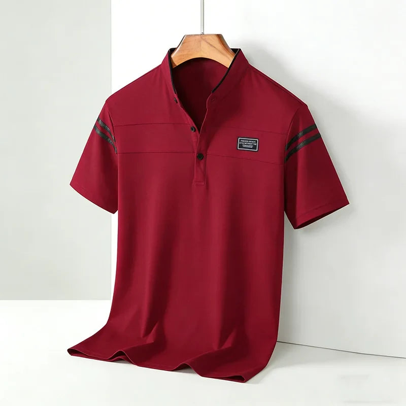Mandarin Collar Cotton Polo Shirt