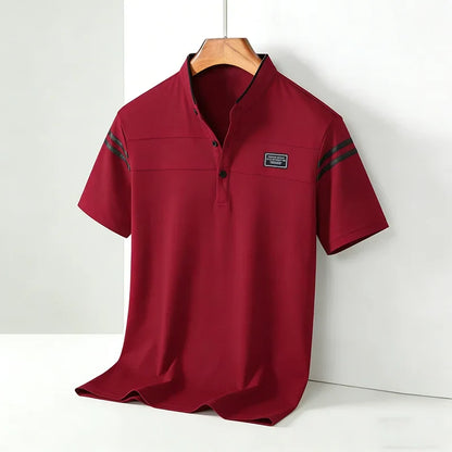Mandarin Collar Cotton Polo Shirt