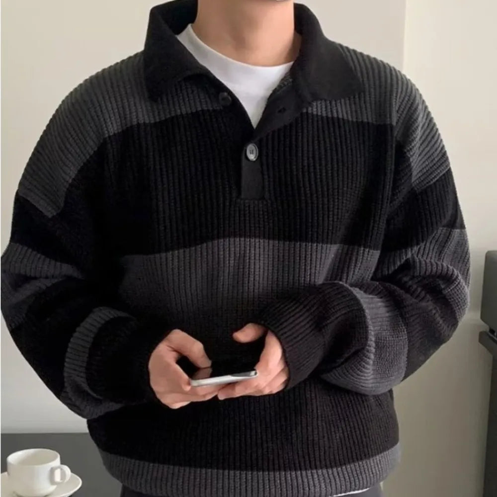 Jersey Oversize de Rayas con Cuello Polo