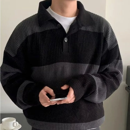 Jersey Oversize de Rayas con Cuello Polo