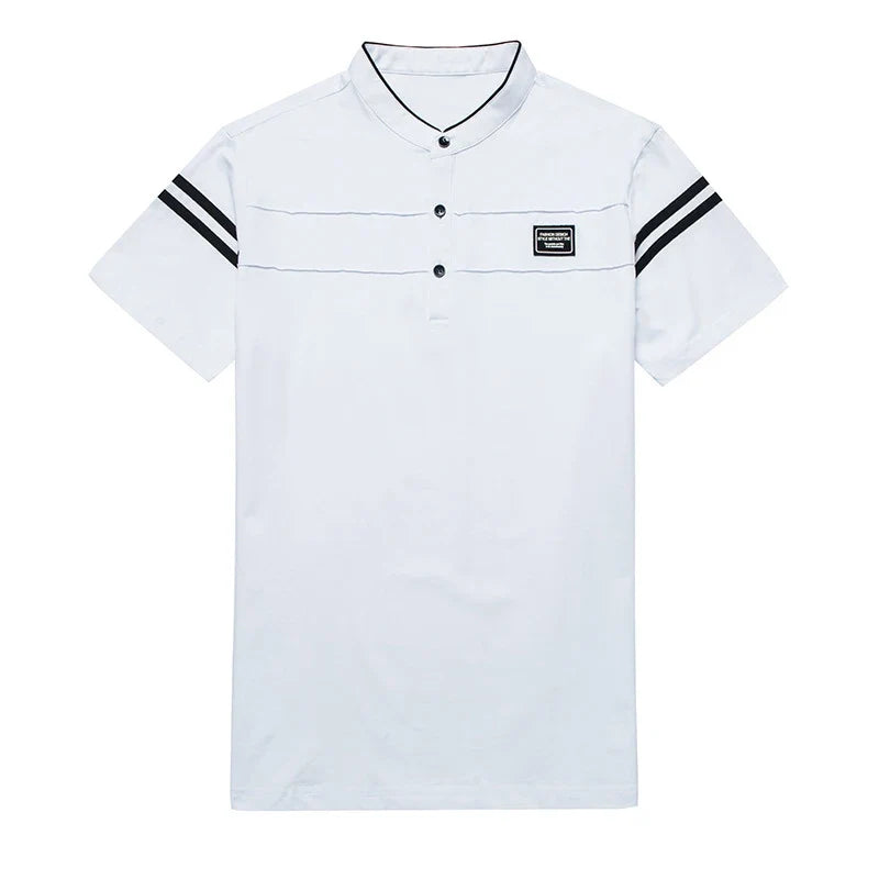 Mandarin Collar Cotton Polo Shirt
