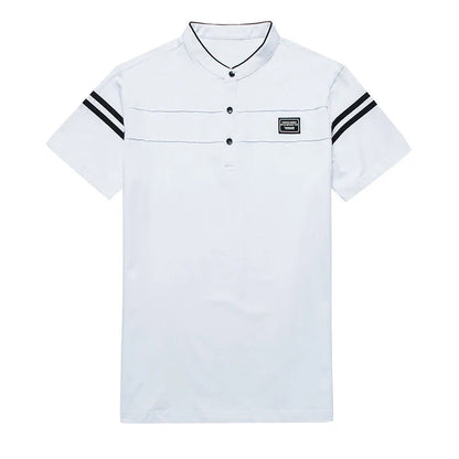 Mandarin Collar Cotton Polo Shirt