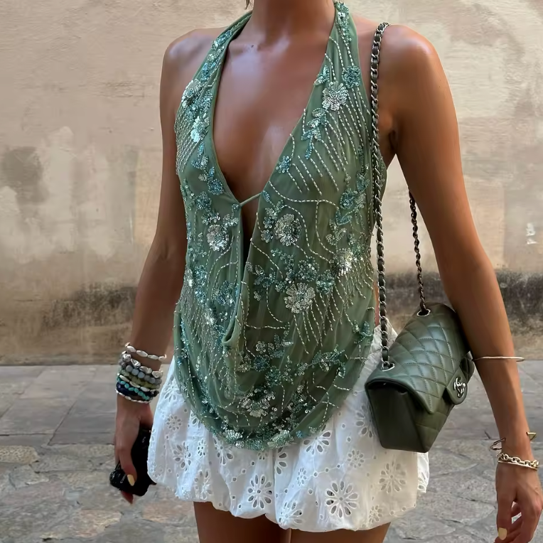 AURORA | TOP HALTER BORDADO