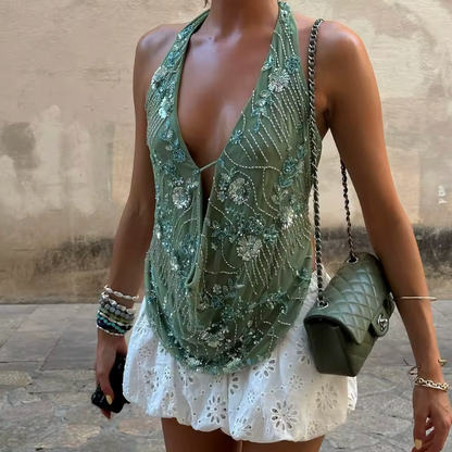 AURORA | TOP HALTER BORDADO
