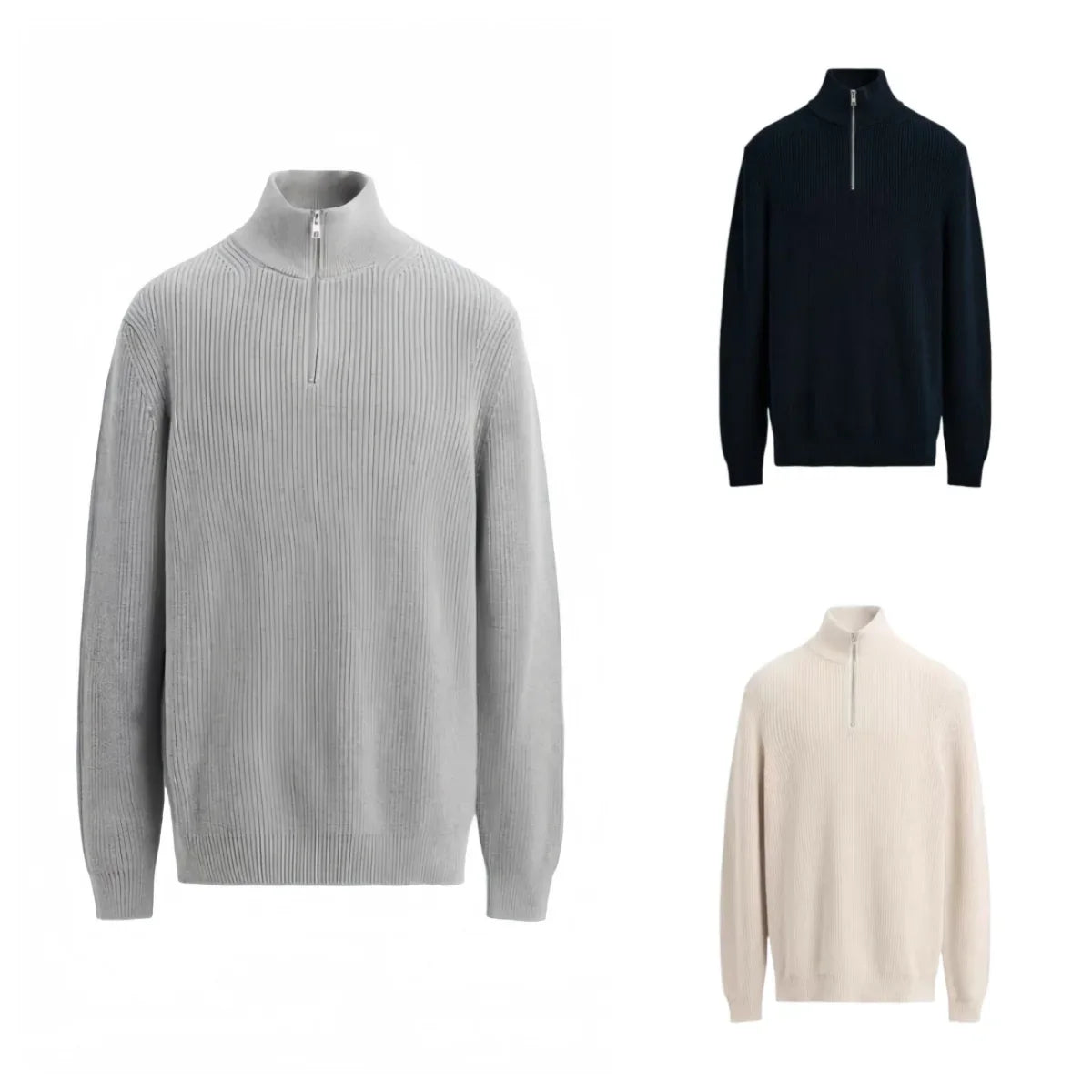 Maglione a collo alto con mezza zip