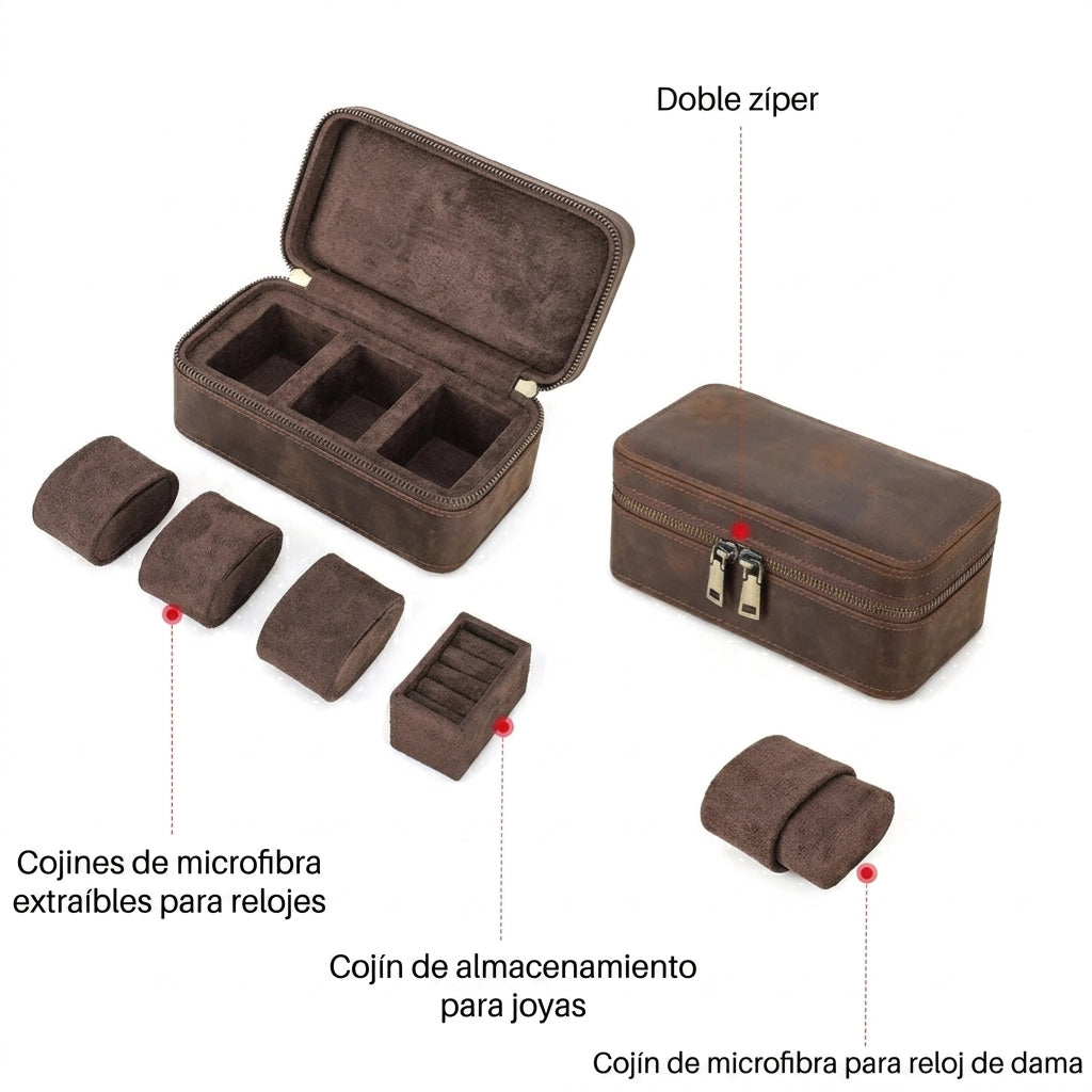 Estuche de Piel para Relojes y Joyas