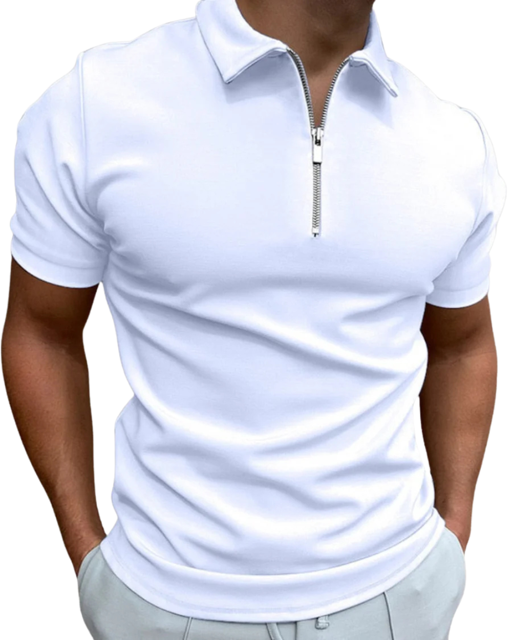 Zip-up Polo Shirt