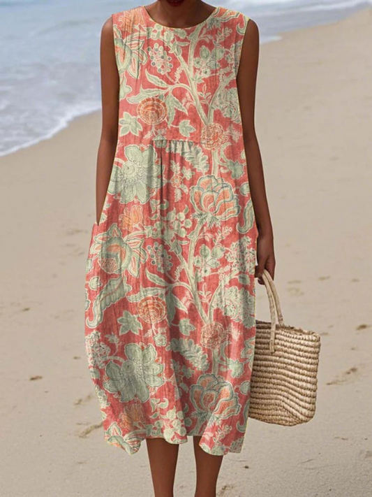 Beth | Vestido Midi Floral Sin Mangas