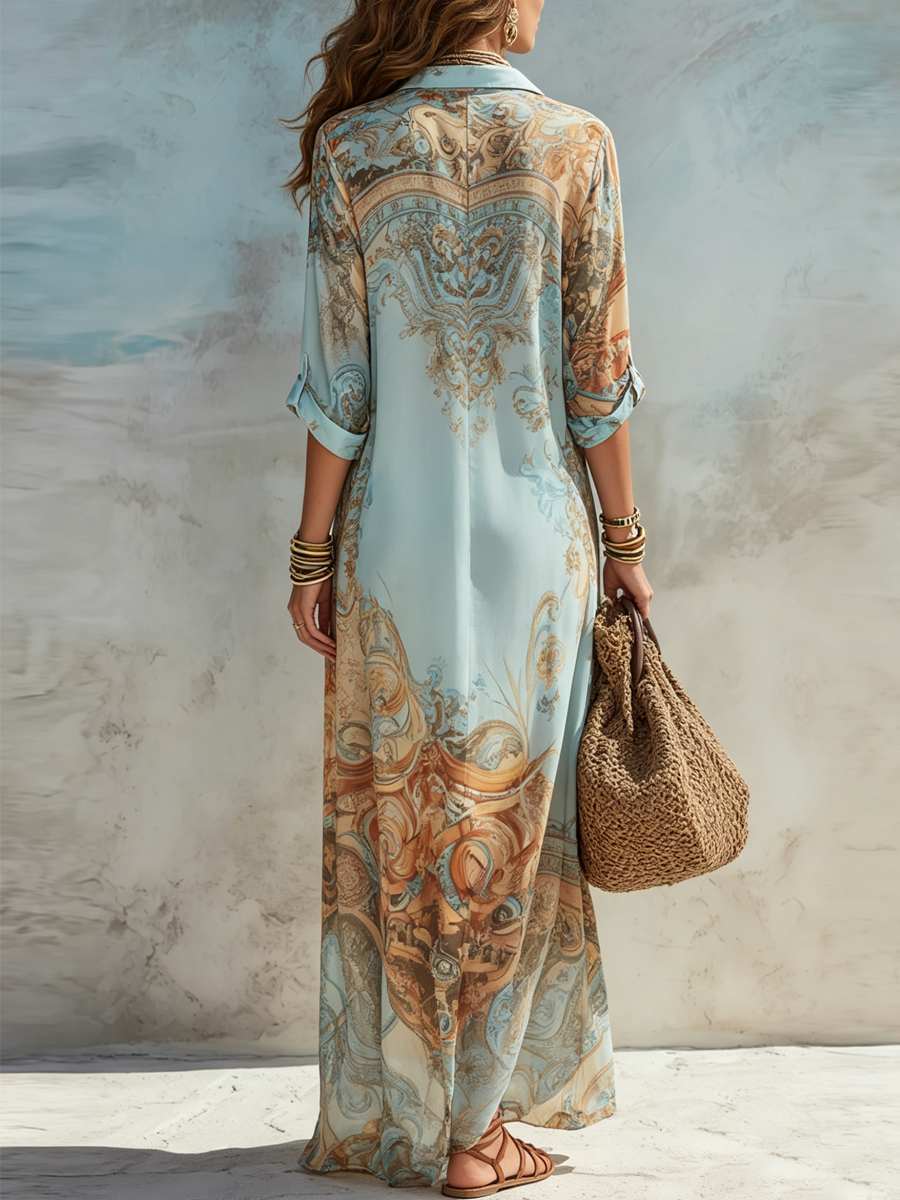 Marguerite | Vestido Maxi de Flores Azules