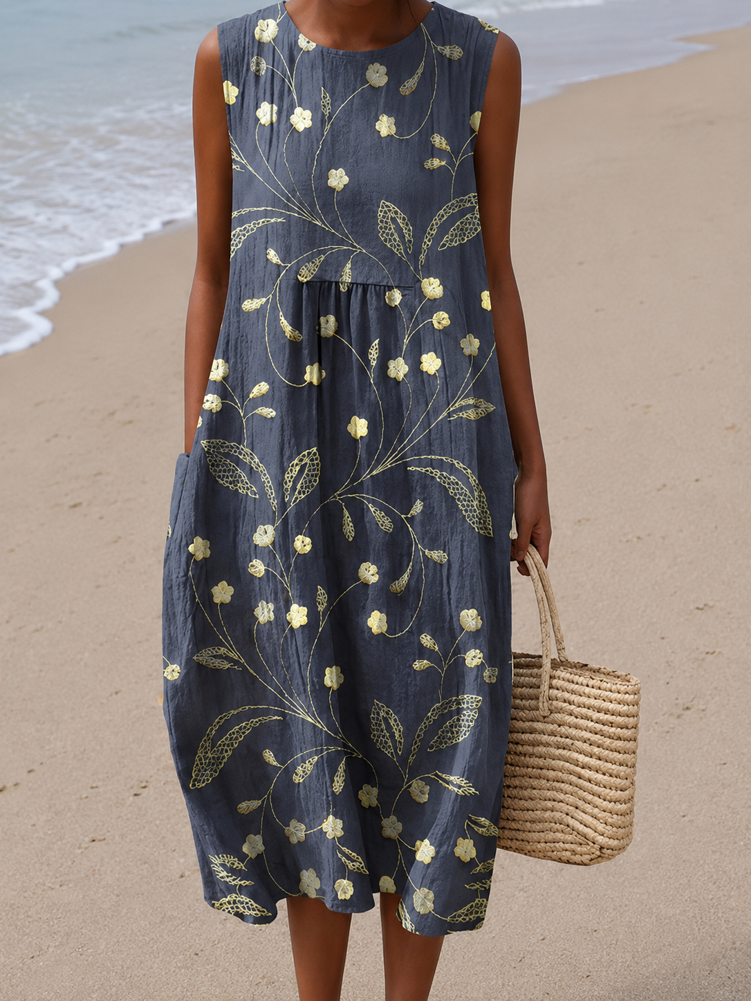 Mara | Vestido Midi Floral Sin Mangas