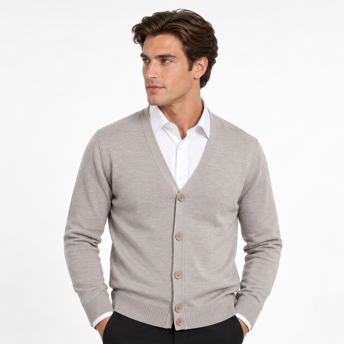 Fleece-Lined Knit Cardigan