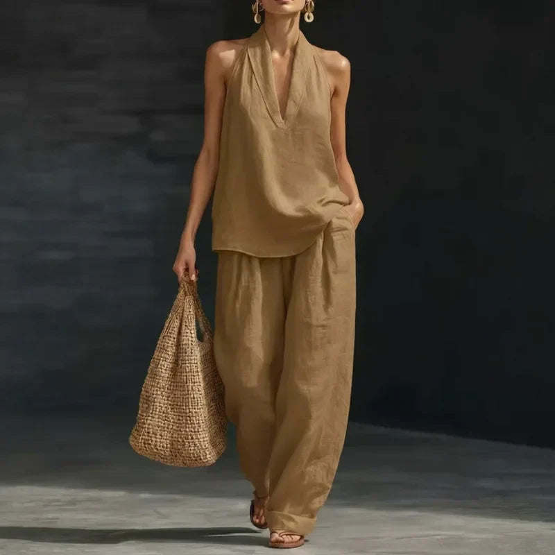 AINHOA | CONJUNTO DE DOS PIEZAS CON TEXTURA DE LINO