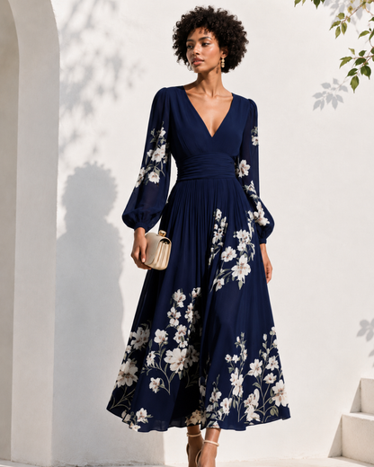 Vestido Maxi de Gasa Verde Menta con Escote en V