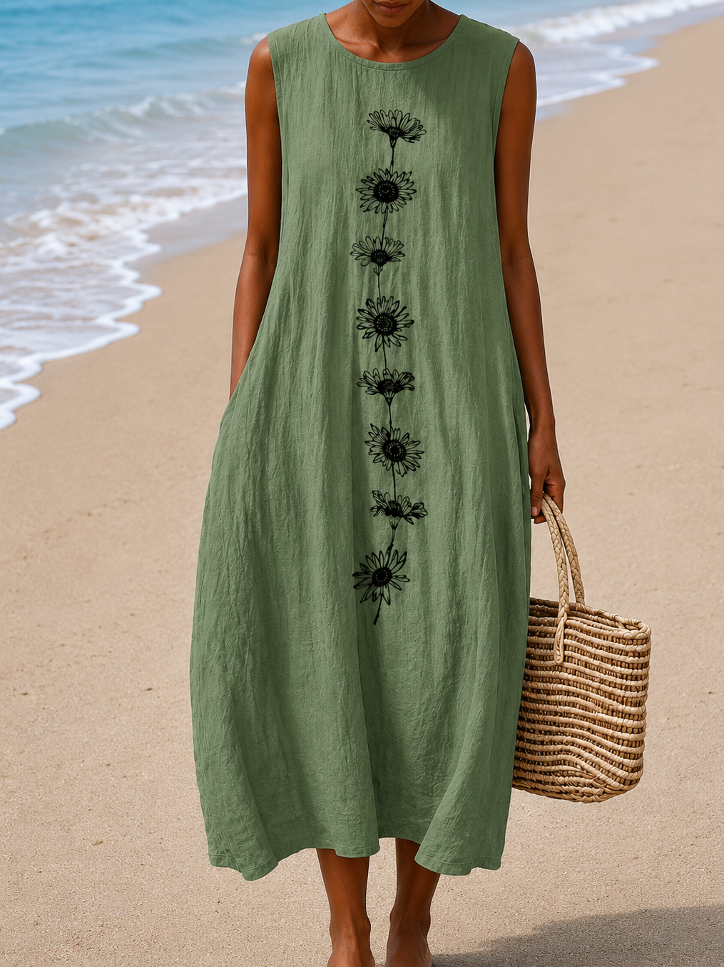 Cheryl | Vestido Midi Casual Sin Mangas Estampado para Mujer