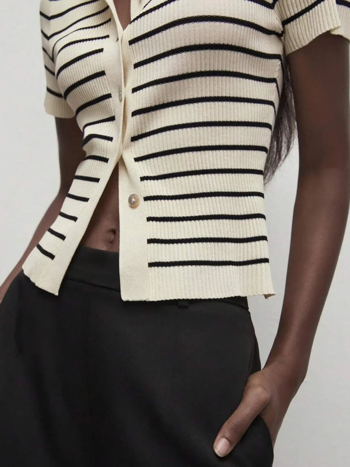 Striped Turtleneck Knit Sweater