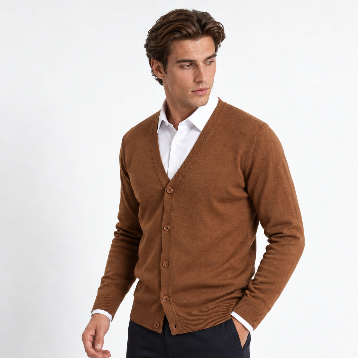 Fleece-Lined Knit Cardigan