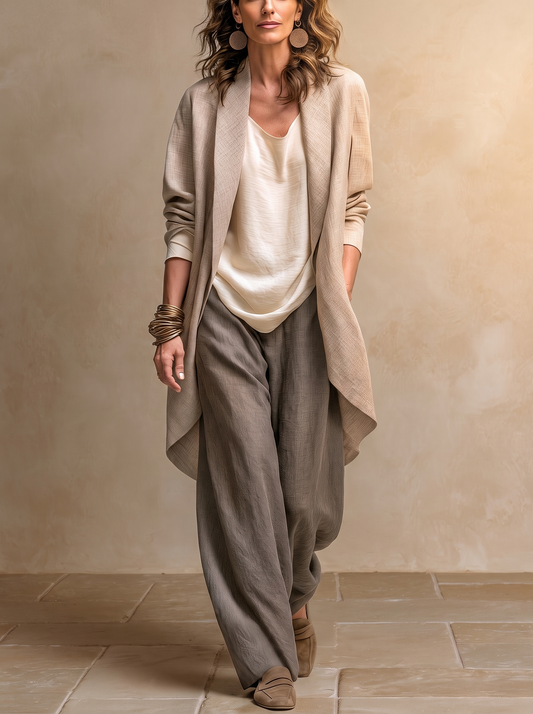 Flaminia | Conjunto de Tres Piezas con Cárdigan y Pantalón Palazzo