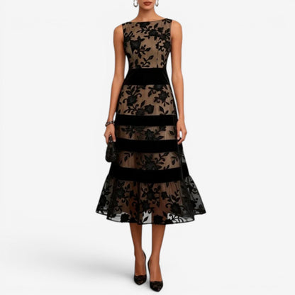 Pria | Vestido Midi de Encaje Floral