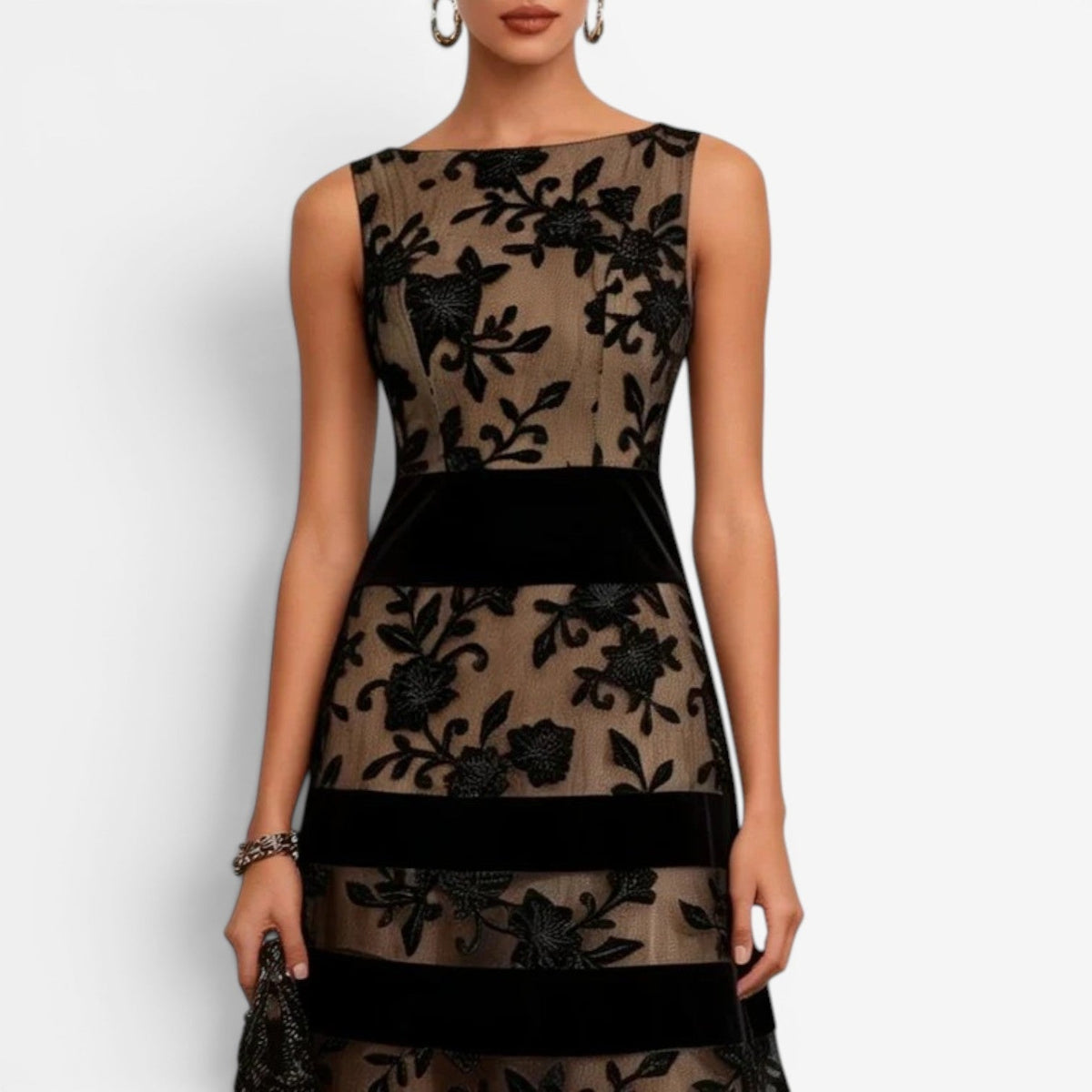 Pria | Vestido Midi de Encaje Floral