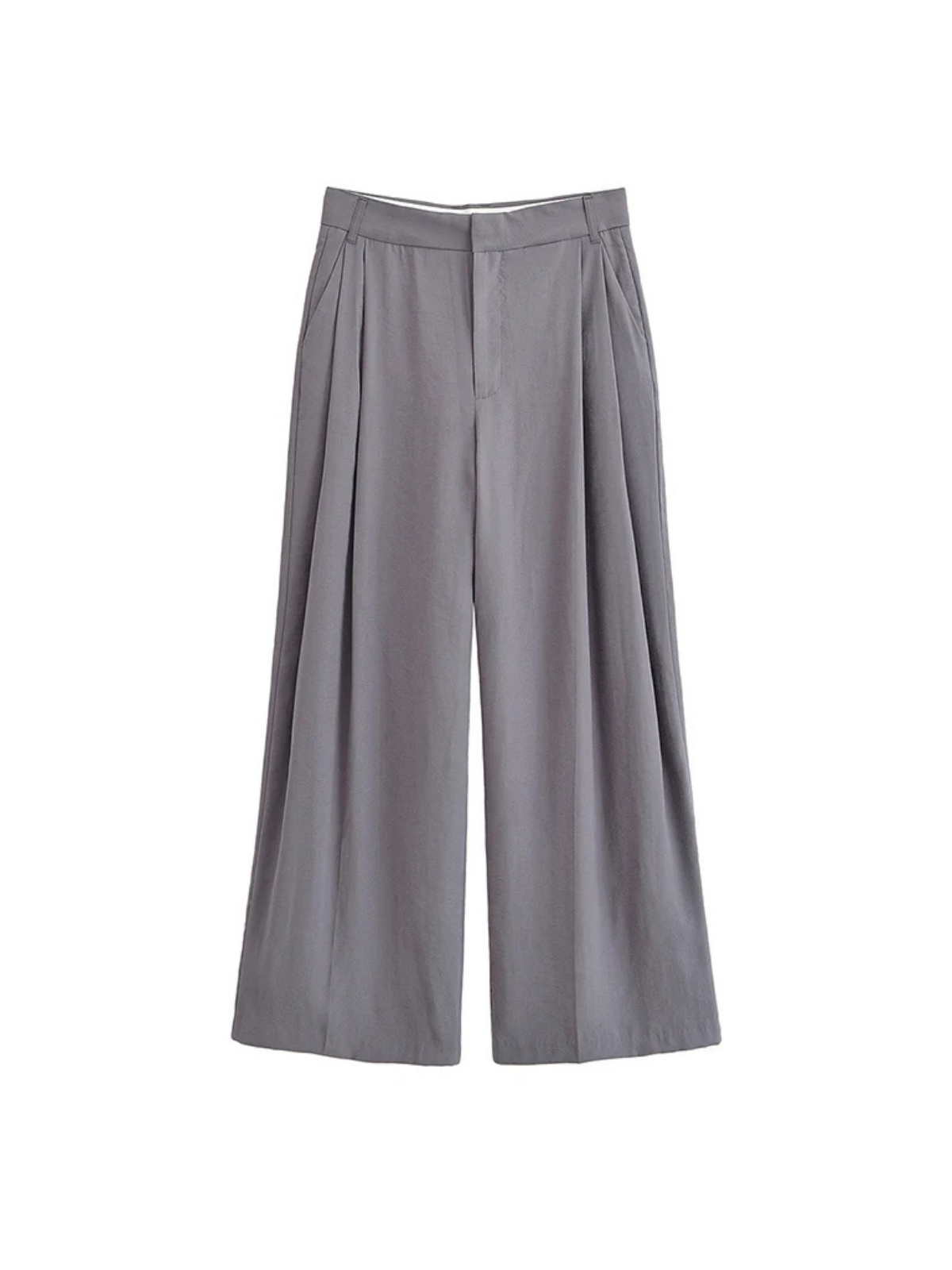 High-Rise Double-Pleat Wide-Leg Trousers