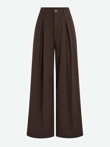 Pantalón Fluido de Pierna Ancha con Pliegues