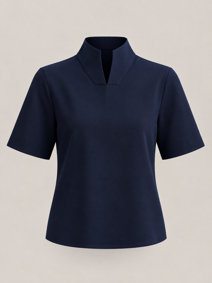 Short Sleeve High Neck Blouse