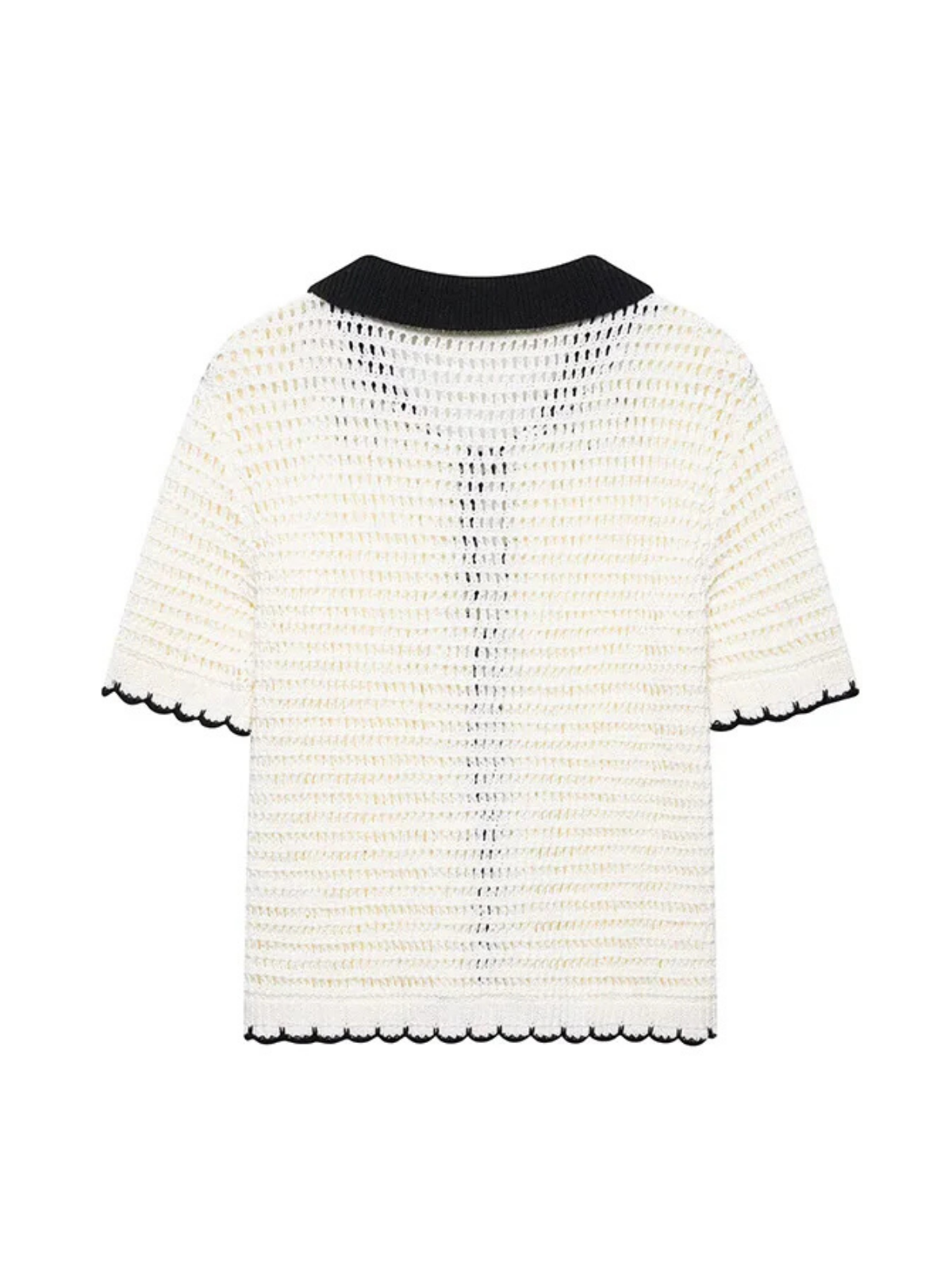 Jersey de Punto con Cuello de Solapa y Lazo