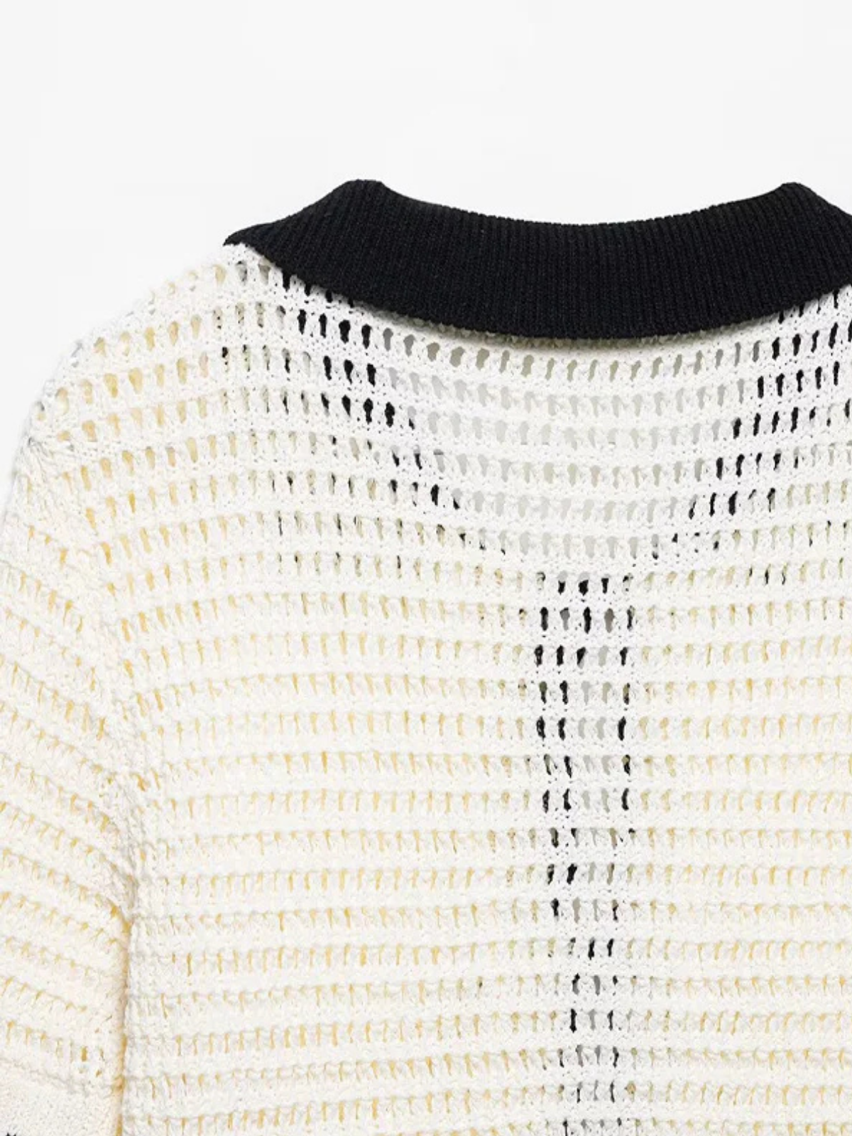Jersey de Punto con Cuello de Solapa y Lazo