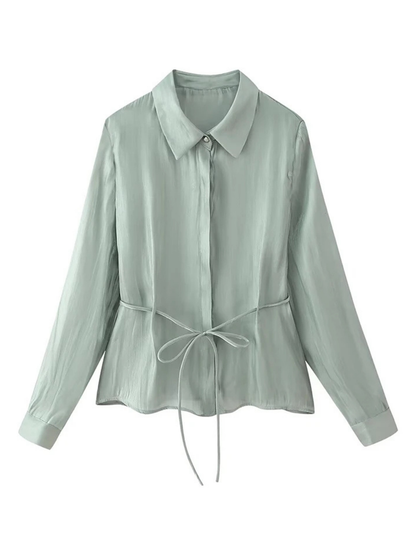 Blusa Semitransparente con Cuello de Solapa