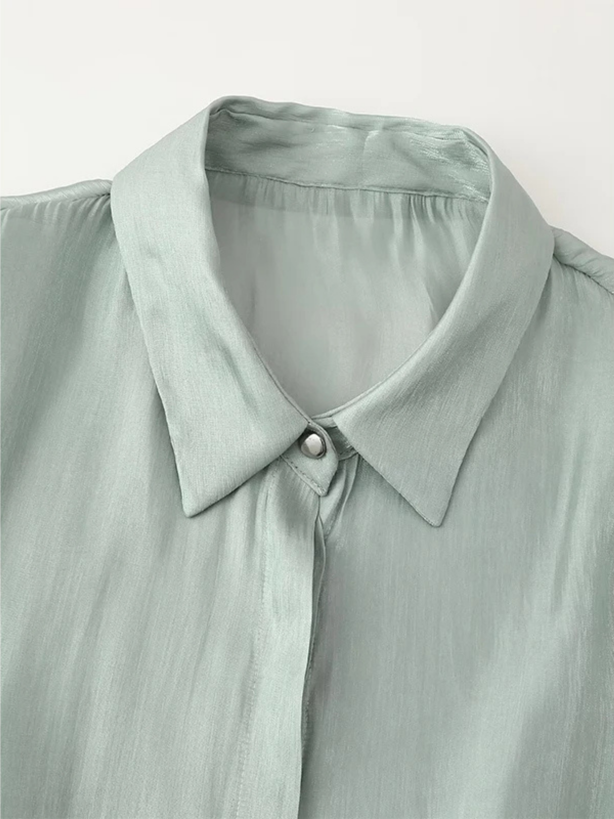 Blusa Semitransparente con Cuello de Solapa