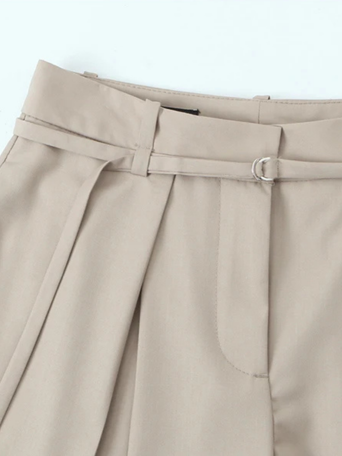 Wide-Leg Pleated Office Trousers with Belt