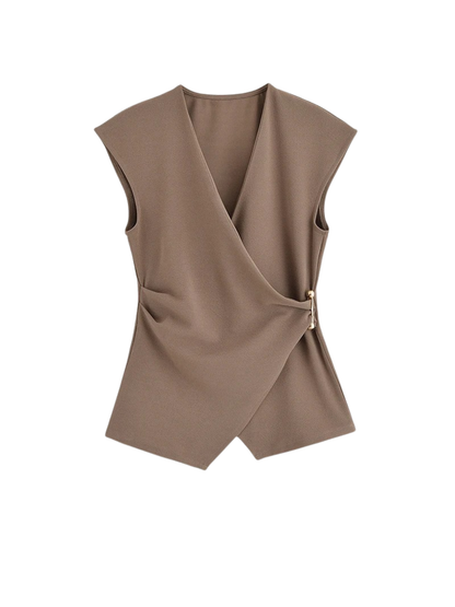 Crisscross Strap Top with Asymmetric Hem