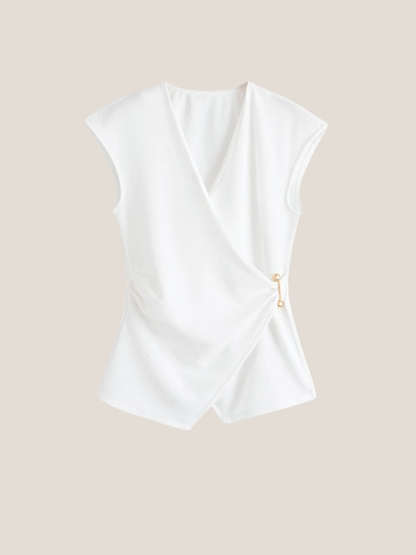 Crisscross Strap Top with Asymmetric Hem