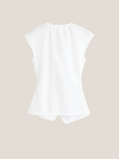 Crisscross Strap Top with Asymmetric Hem