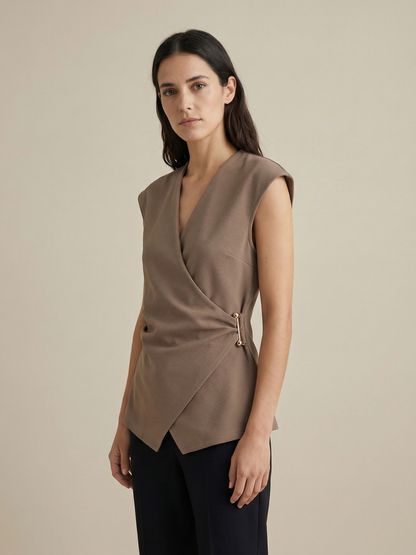Crisscross Strap Top with Asymmetric Hem
