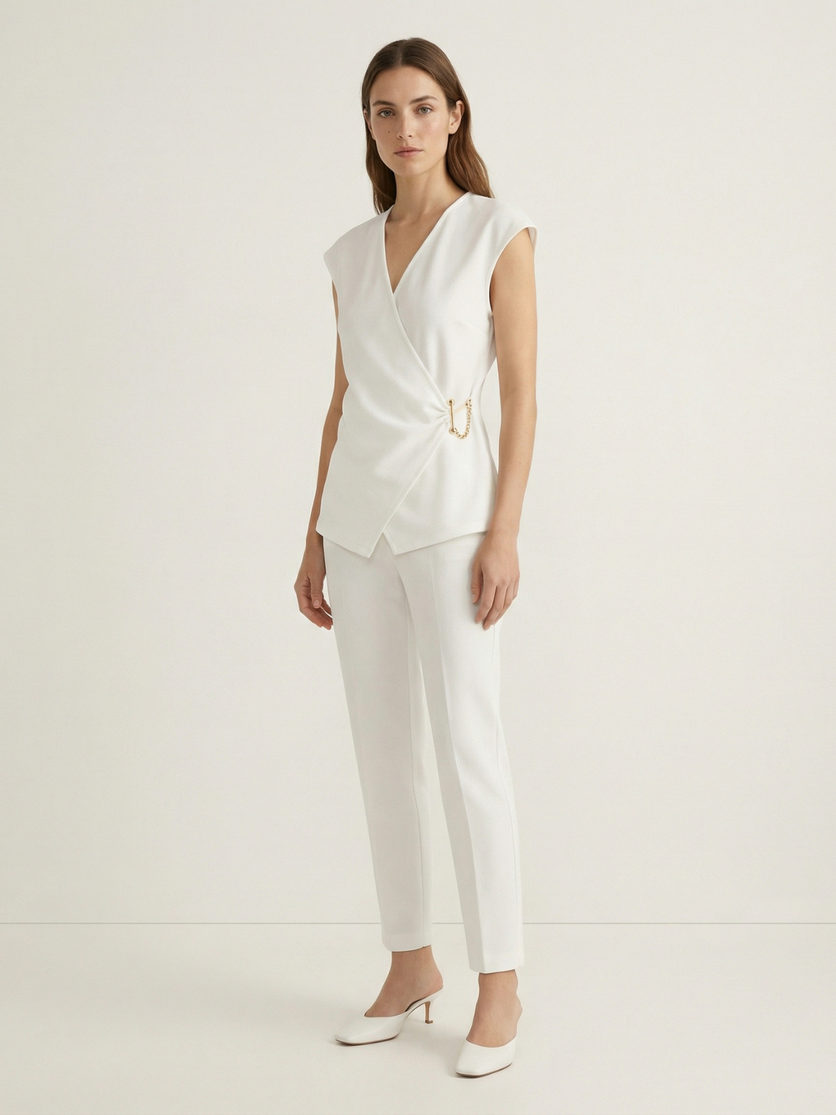 Crisscross Strap Top with Asymmetric Hem