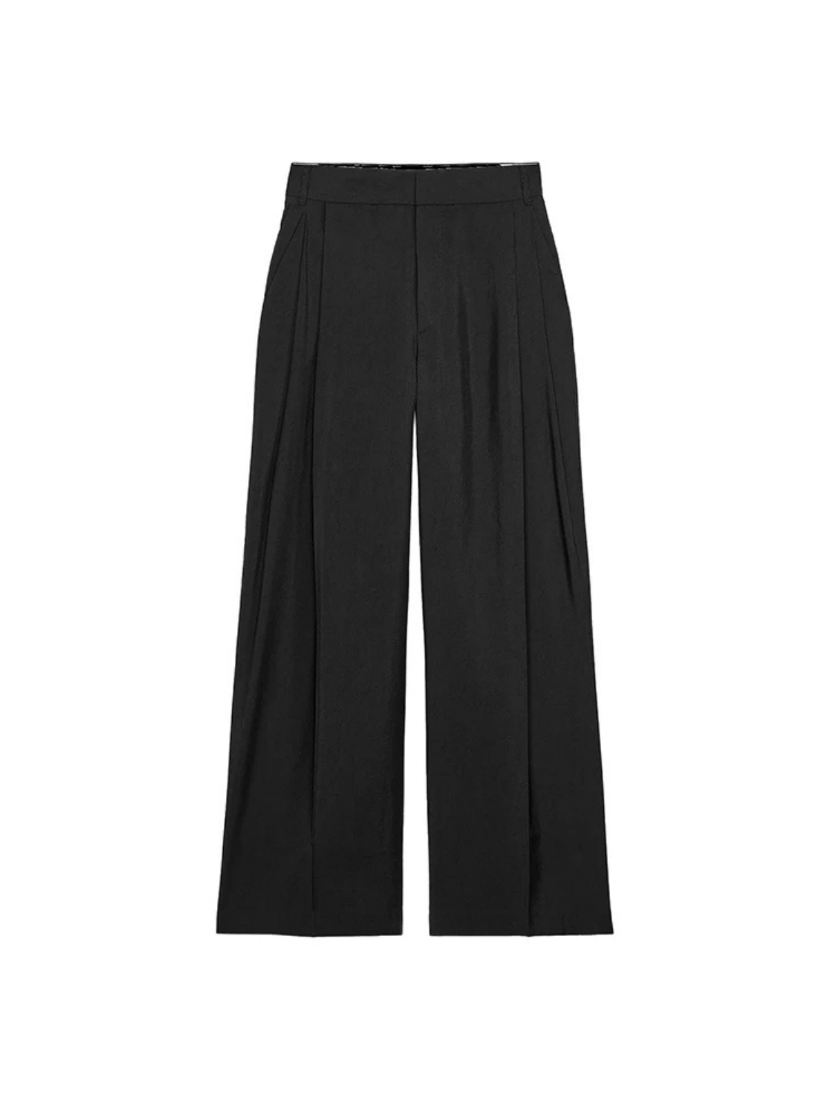 High-Rise Double-Pleat Wide-Leg Trousers