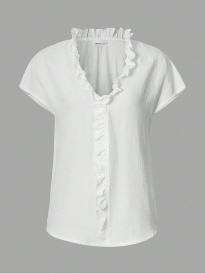 Batwing Sleeve Ruffle Blouse
