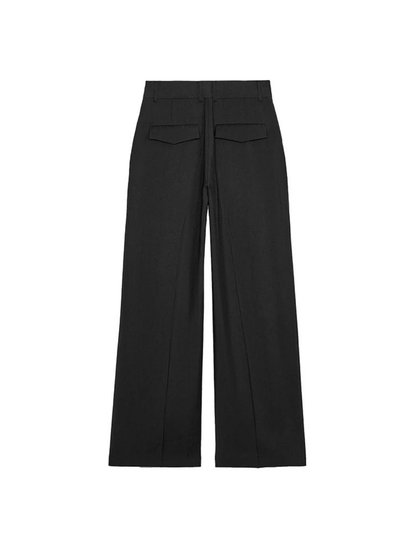 High-Rise Double-Pleat Wide-Leg Trousers