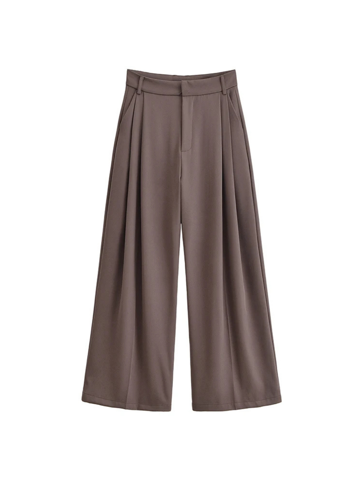 High-Rise Double-Pleat Wide-Leg Trousers