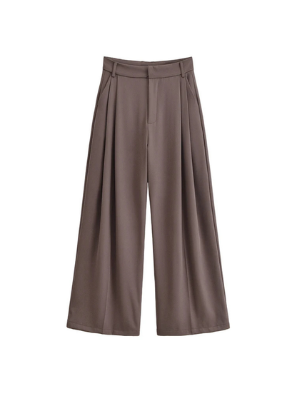 High-Rise Double-Pleat Wide-Leg Trousers
