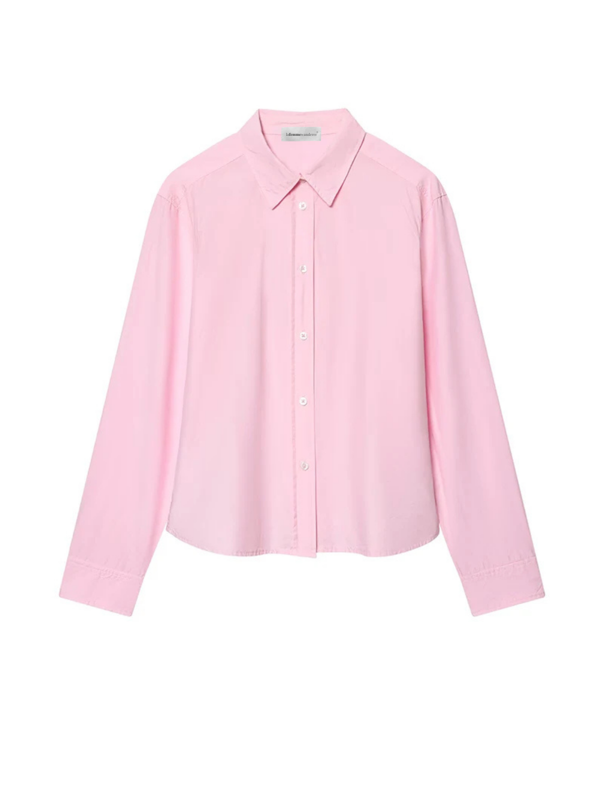 Camisa Rosa de Manga Larga con Cuello de Solapa