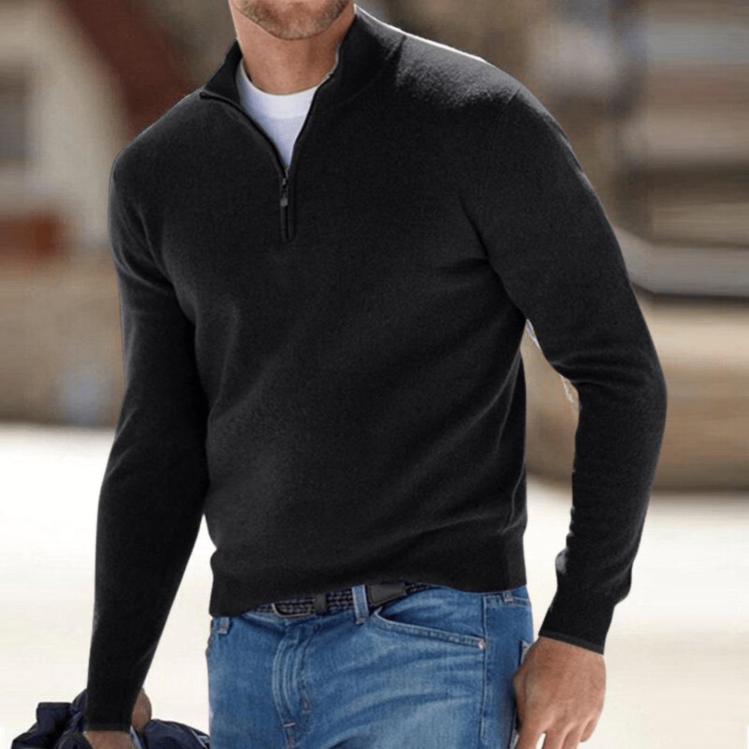 Fine-Knit Half-Zip Sweater
