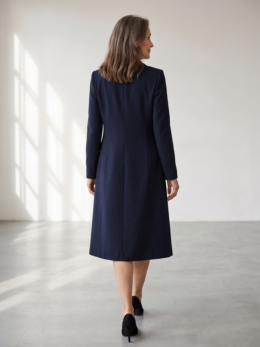 Santina | Conjunto de Blazer Largo y Vestido sin Mangas con Botones Dorados