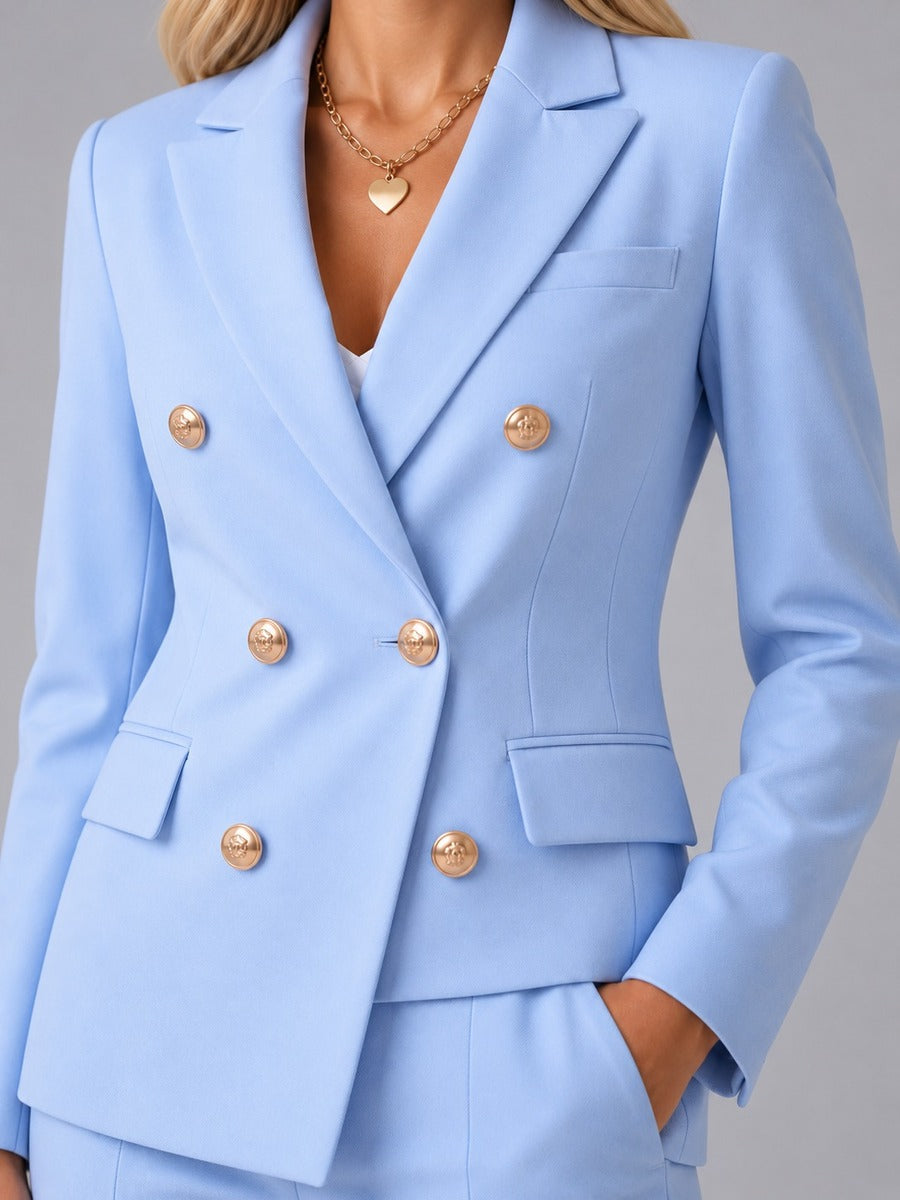 Verdiana | Tailleur con Giacca Doppiopetto, Revers a Lancia e Pantalone alla Caviglia